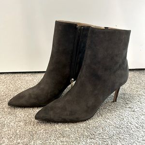 New Women’s Ann Taylor Charcoal Brown Straight Stiletto Heel Suede Bootie